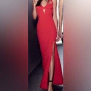 NWT BCBGMaxAzria Red Cutout Halter “Madilynn” Gown